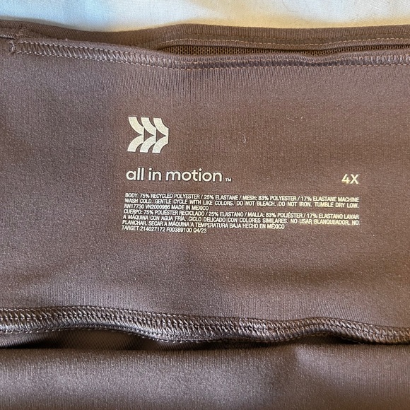 All In Motion Brown Straight Leg Active Pants NWT 4X - Picture 3 of 6